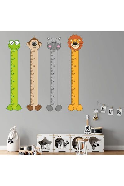 Kt Grup Set od 4 zidne nalepnice za merenje visine - dizajn lava, žirafe, maj...