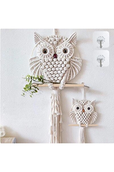 VipDeluXe YSGLIFE 2 x baykuş makrome duvar süsü duvar dekorasyonu el yapımı B...