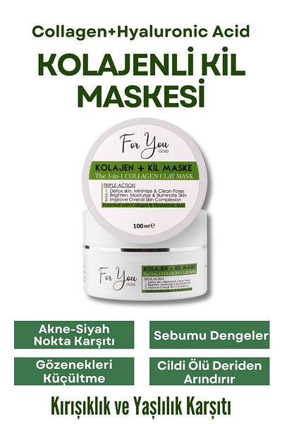 For You Gold Collagen Hyaluronic Acid Purifying, Pore Firming, Anti-Blackhead Clay Mask 100 ml