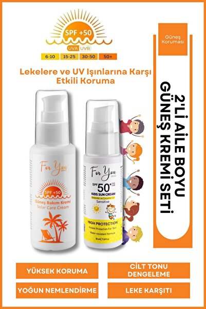 For You Gold Güneş Aile Set |orijinal Boy Yetişkin Ve Çocuk Güneş Kremi Koruy...