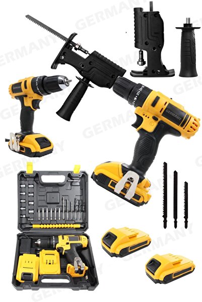 Germany Steel Prof 2'li Set 88vf Şarjlı Vidalama 24 Parça Darbeli Setli Akülü...