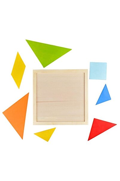kayasan kids Montessori Renkli Büyük Tangram Oyuncak 26x26 Cm
