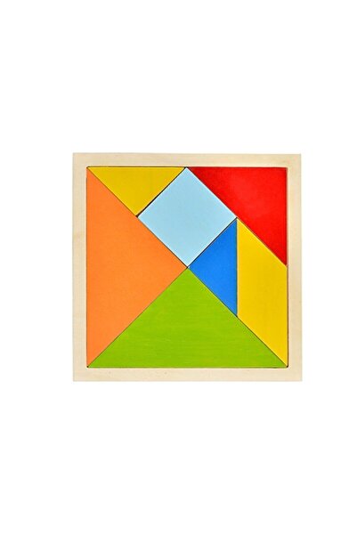 kayasan kids Eğitici Ahşap Renkli Tangram Yap Boz Zeka Oyunu