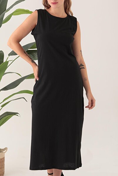 CrazyShopping 100% Cotton Sleeveless Long Dress - Lining Jupon Chemise