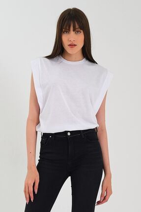 L VE SPORT Kad n Kolsuz Basic Orme T shirt Bluz Beyaz Fiyat Yorumlar Trendyol