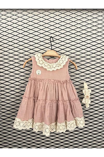 MUTİR MUSLIN FISTO COLLAR BANDANED BABY GIRL DRESS