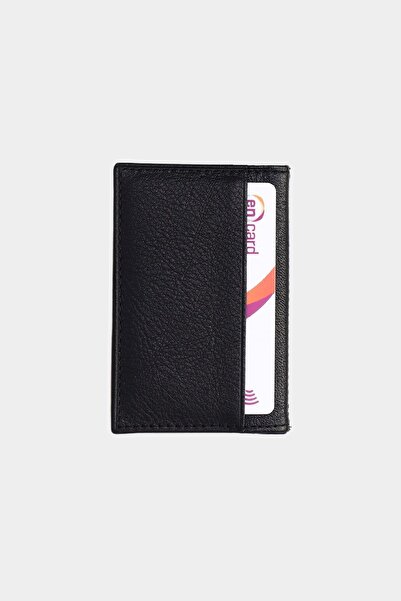 Grande 0825 Hakiki Deri Dikey Süper Slim Kartlık Siyah