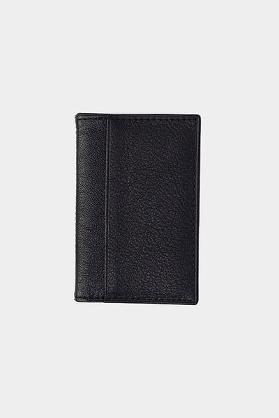 Grande 0825 Model - Black Genuine Leather, Super Slim Vertical Card Holder