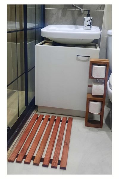 Overpet Ξύλινο χαλάκι μπάνιου Πατάκι πόρτας από μασίφ ξύλο Διακοσμητικό πατάκι από φυσικό ξύλο