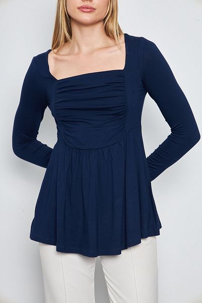 LİVE SPORT Viscose Women's Tunic - Square Collar, Front Drawstring, Long Sleeve