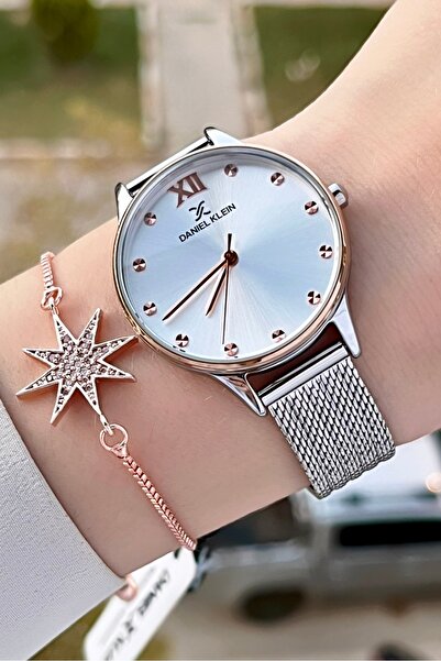 Daniel Klein Rose Gümüş Renk Hediye Paketli Kadın Kol Saati ve Bileklik