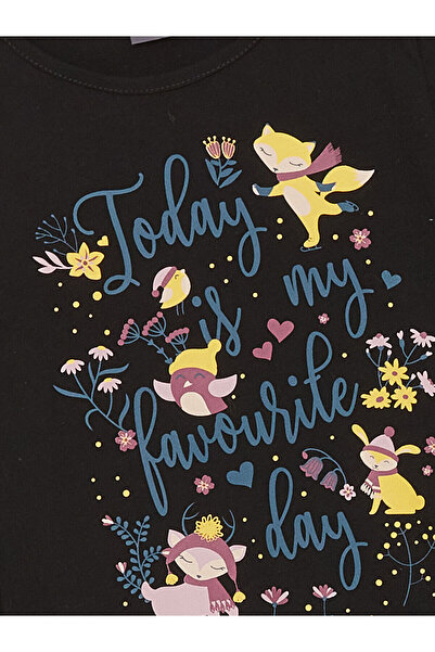 LC Waikiki LCW Girl - Tričko s dlouhým rukávem s potiskem Crew Neck