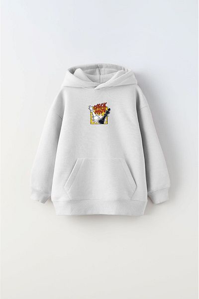 The Champ Clothing Hanorac cu glugă pentru copii, unisex, alb, imprimat cu desene animate de șah