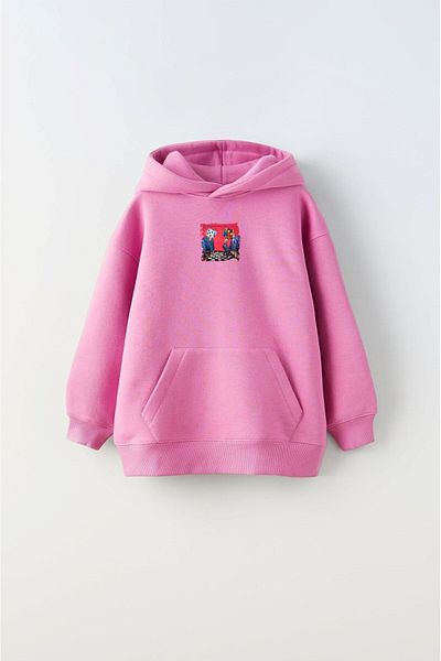 The Champ Clothing Унисекс детски суитшърт с качулка и полар с щампа шах, розов