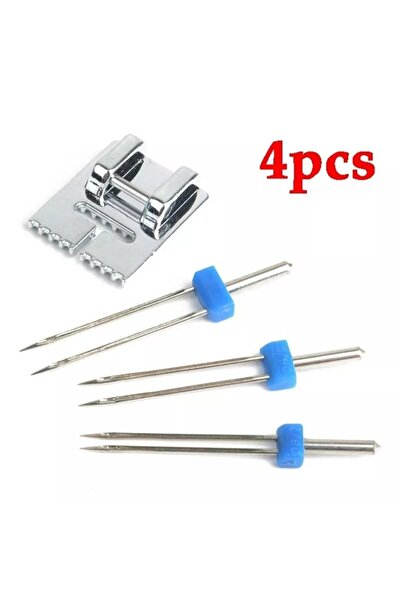 Genel Markalar Singer Zetina Beko Bindallı Kiwi Dikiş Makinası 2 Mm-3mm-4mm Çift Iğne Ve Nervür Ayak Seti