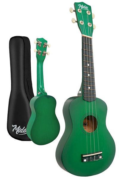 Midex Green Soprano Ukulele - Ukx-901gr (hanger Bag Method Plectrums)