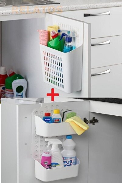 RELATOS 2 Li Set Dolap Düzenleyici Organizer 2 Katlı Dolap Içi Deterjanlık Do...