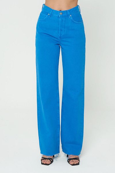 CROSS JEANS Weslie Blue High Waist Buttoned Cut-Cut Wideleg Fit Jean Trousers C 4530-054