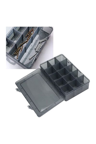 hodbehod 15 Compartments Necklace Ring Jewelry Sewing Box Organizer Organizer Smoked Box with Adjustable Compartments