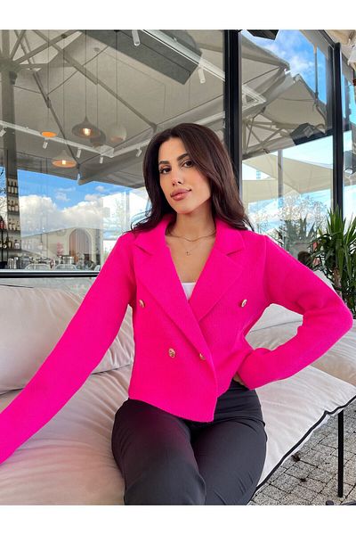 Puella Blazer Crop Tricot Roz Culoare Auriu - Femei