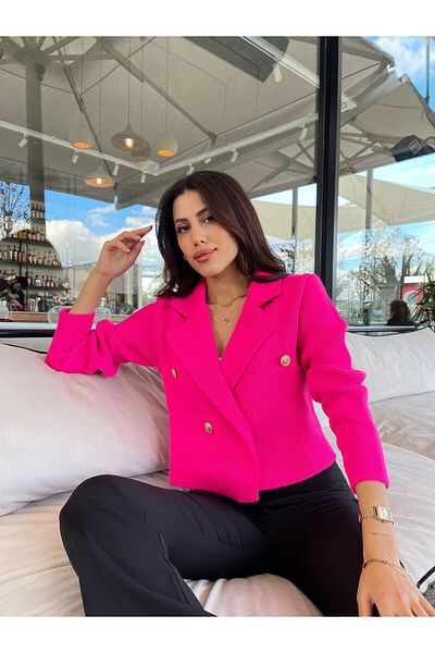 Puella Blazer Crop Tricot Roz Culoare Auriu - Femei