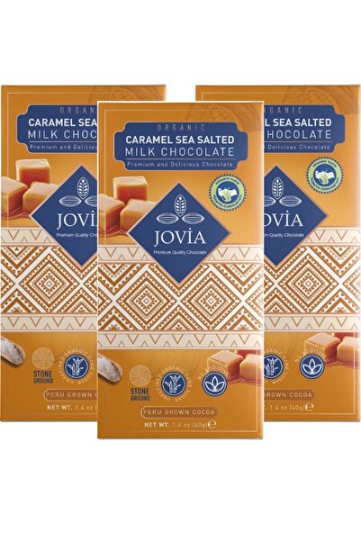 jovia premium quality chocolate Organik Sütlü Çikolata-karamel&deniz Tuzlu 3'...