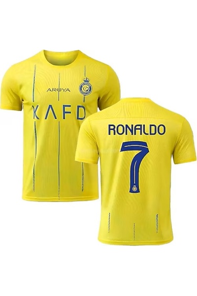 yenteks قميص كرة القدم Ronaldo Al Nassr للبالغين - كم قصير، أصفر Yyssssss3737