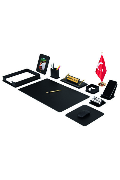 Makroofis Set de covorașe de birou Dora - 12 piese cu steaguri negre de birou...