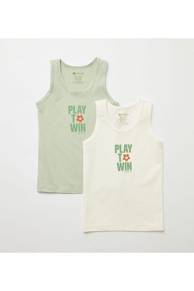 natuline Boy's Organic Cotton Lycra Undershirt 4-pack Play To Win 3003-4