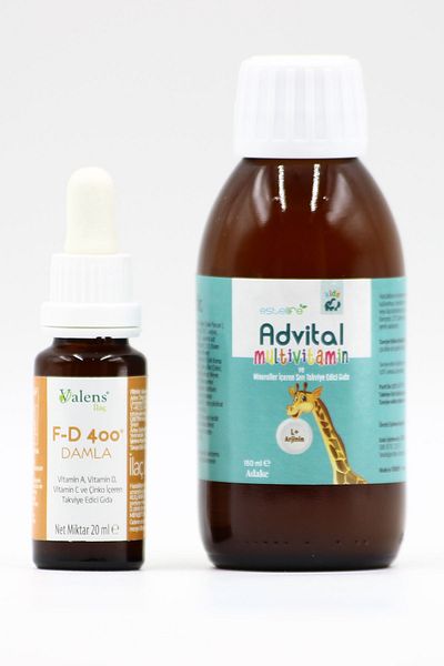 Valens F-D 400 - Drop 20mL + AdvitaL L+ Arginine 150mL Super Vitamin anD Mineral Syrup Set