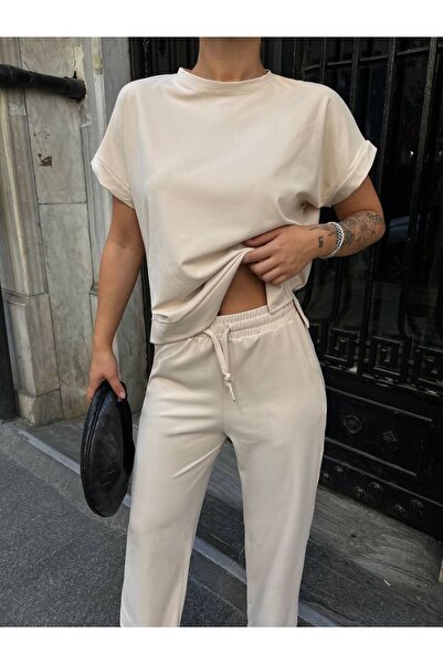 D'RECCY Γυναικείο κοντομάνικο casual κάτω μπλουζάκι διπλό αθλητικό κοστούμι