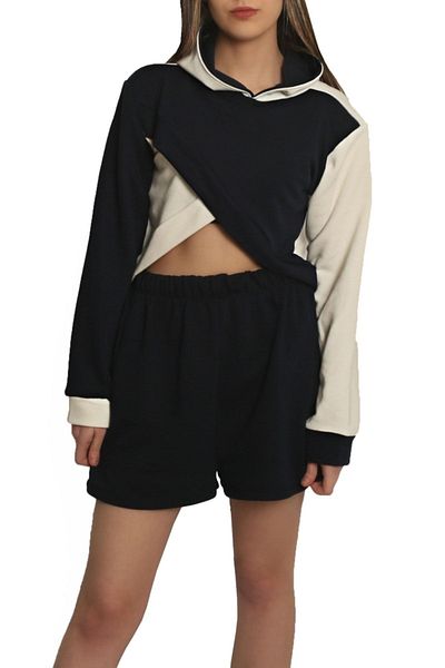 Sclouthe Cross Cut Sweatshirt Shorts Set