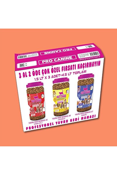 PROFESYONEL YAVRU KEDİ MAMASI 1,5 LT X 3 ADET = 4,5 LT