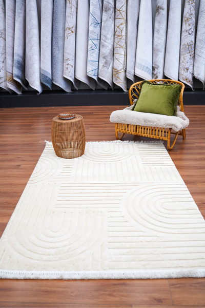 ASPERA HALI Step 2213 Krem Bukle Yumuşak Dokulu Salon Mutfak Oturma Odası Makine Halısı Koridor Kesme Yolluk