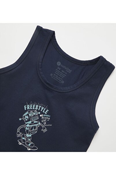 natuline Boy's Organic Cotton Lycra Undershirt 2-pack Freestyle Robot 3005-2