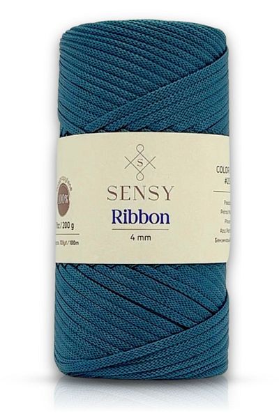 SENSY Petrol Blue Premium Polyester Ribbon - Rope 200 gr Macrame Rope