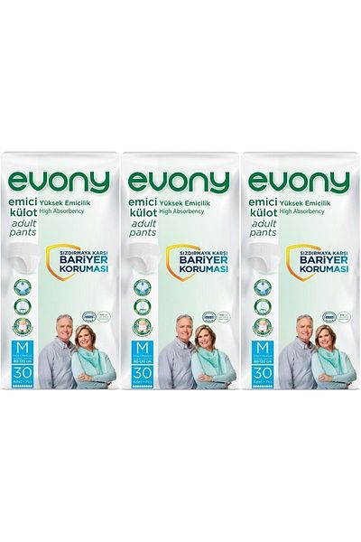 Evony Patient Diapers Adult Absorbent Panties M-medium Size 90 Pieces (3pk*30)