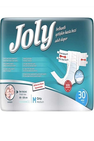Joly Medium Size m Size 30 Pack Diapers - Adult Patient, 2 Pieces with Waistband