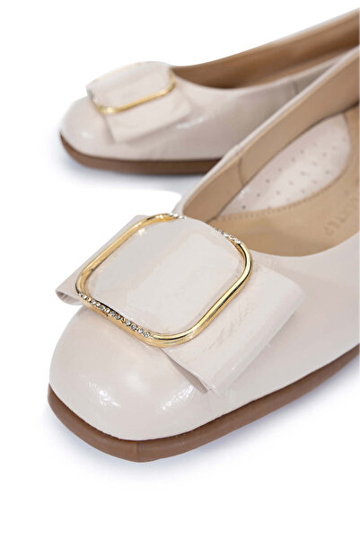 Tamer Tanca Beige Colored Women's Ballerina Shoes - Genuine Leather