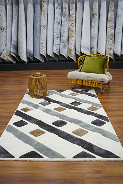 ASPERA HALI İndus 8002 Krem Bukle Yumuşak Dokulu Salon Mutfak Oturma Odası Ma...