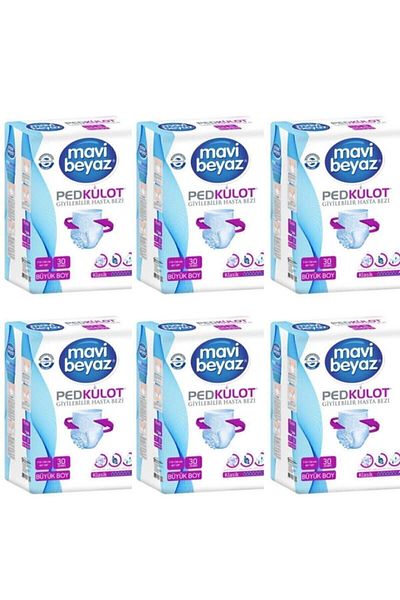 Mavi beyaz Pad Absorbent Panties Large Size Patient Diapers 30 Pack 180 Pieces