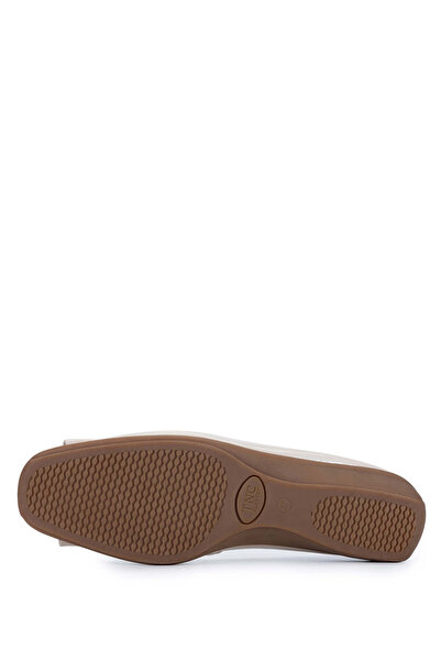 Tamer Tanca Beige Colored Women's Ballerina Shoes - Genuine Leather