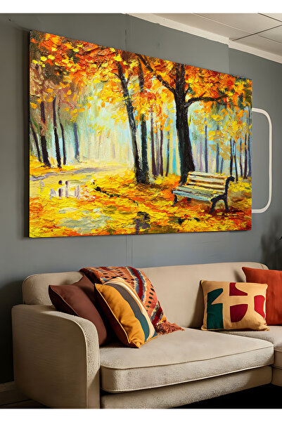 AR AJANS KANVAS TABLO Φθινοπωρινό Φύλλο Ελαιογραφία Διακοσμητικός Πίνακας Καμβά