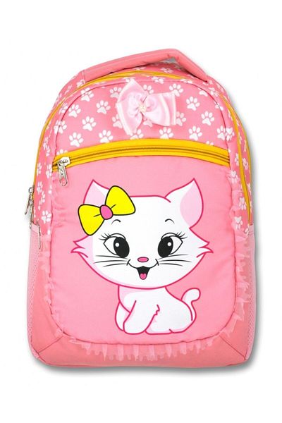 ÜMİT ÇANTA Cennec Pink Yellow Cute Cat Three-Eyed Primary School School Backpack - Girl