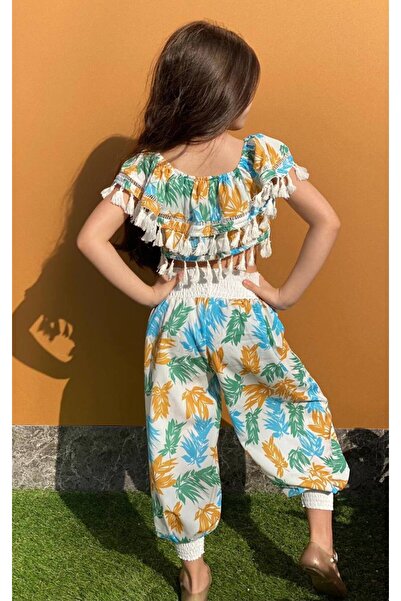 ESRAKİDS Girl - Water Green Modern Set, Green Blouse and Shalwar