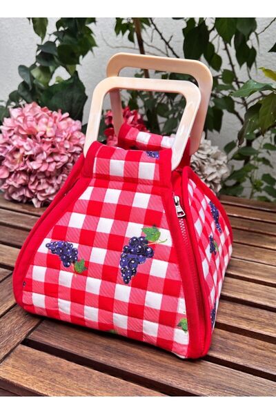 Çengelli İğne Borcam Carrying Bag Red Gingham