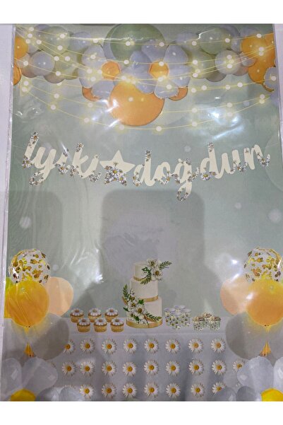 kidspartim Srećan rođendan, kaligrafski banner sa temom Daisy - 110x20 cm