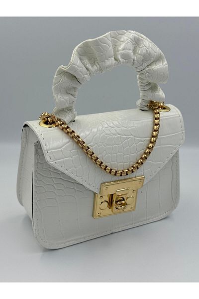 KIRASE Rochie mini pentru femei - Geantă crossbody din piele artificială cu ornamente, curea cu lanț și închidere cu magnet