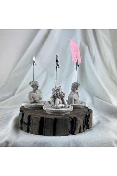 oasis decoration Mink Antique David, Cupid (Angel) and Venus Base Sculpture 3-Piece Note Holder Set, Photo Holder