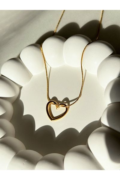 Harlofia Jewelry Empty Heart Steel Necklace